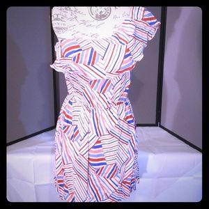 Red white and blue Karlie One Shoulder dress